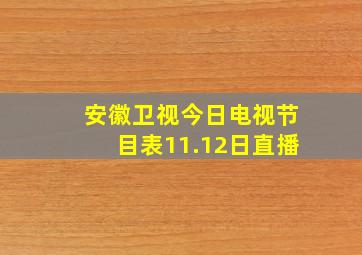 安徽卫视今日电视节目表11.12日直播