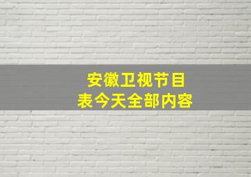 安徽卫视节目表今天全部内容