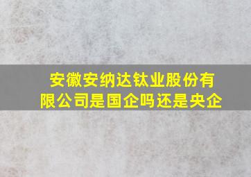 安徽安纳达钛业股份有限公司是国企吗还是央企