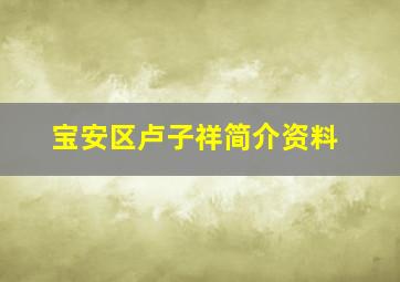 宝安区卢子祥简介资料