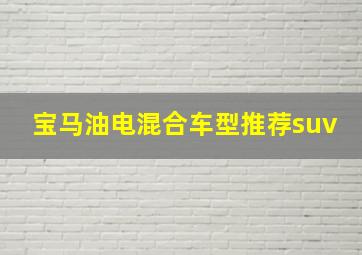 宝马油电混合车型推荐suv