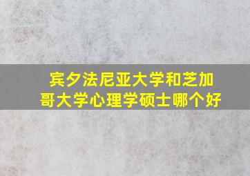 宾夕法尼亚大学和芝加哥大学心理学硕士哪个好