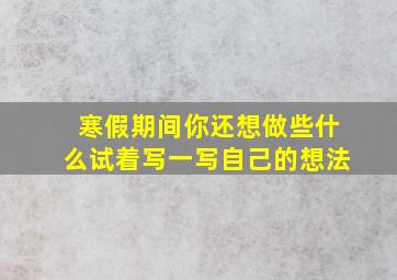 寒假期间你还想做些什么试着写一写自己的想法