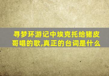 寻梦环游记中埃克托给猪皮哥唱的歌,真正的台词是什么