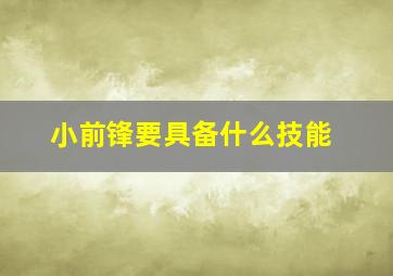 小前锋要具备什么技能