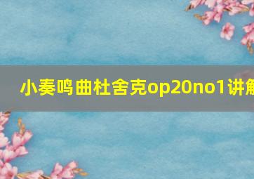 小奏鸣曲杜舍克op20no1讲解