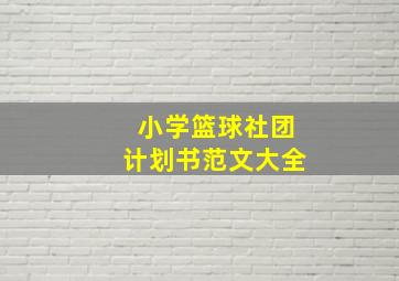 小学篮球社团计划书范文大全