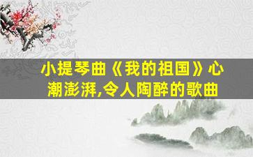 小提琴曲《我的祖国》心潮澎湃,令人陶醉的歌曲