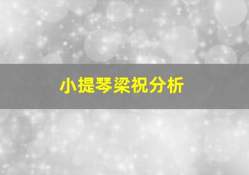 小提琴梁祝分析