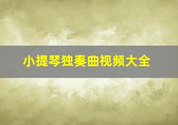 小提琴独奏曲视频大全