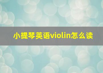 小提琴英语violin怎么读