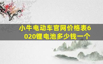 小牛电动车官网价格表6020锂电池多少钱一个