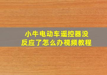 小牛电动车遥控器没反应了怎么办视频教程