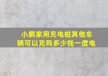 小鹏家用充电桩其他车辆可以充吗多少钱一度电