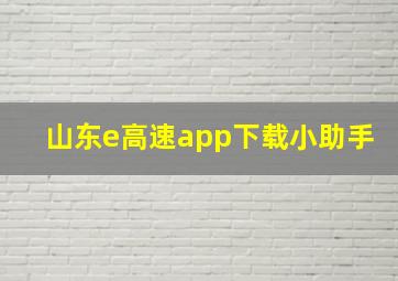 山东e高速app下载小助手