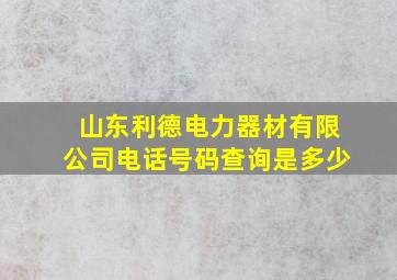 山东利德电力器材有限公司电话号码查询是多少