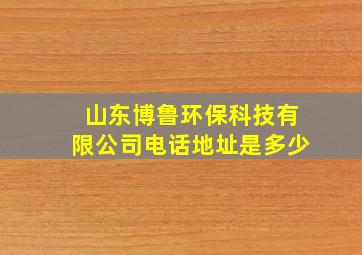 山东博鲁环保科技有限公司电话地址是多少