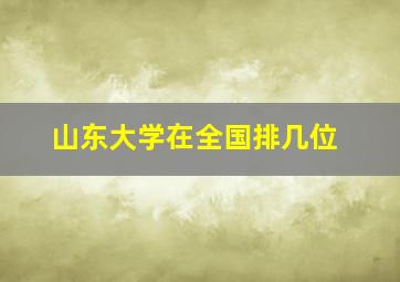 山东大学在全国排几位