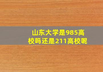 山东大学是985高校吗还是211高校呢