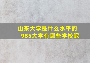 山东大学是什么水平的985大学有哪些学校呢