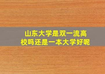 山东大学是双一流高校吗还是一本大学好呢