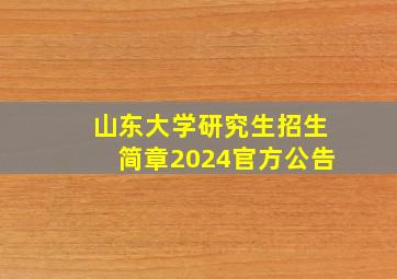 山东大学研究生招生简章2024官方公告