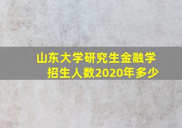 山东大学研究生金融学招生人数2020年多少