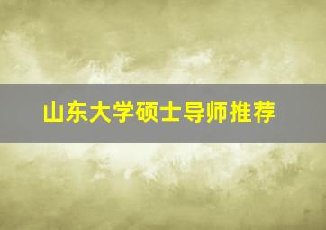 山东大学硕士导师推荐