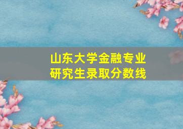 山东大学金融专业研究生录取分数线