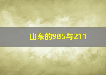 山东的985与211