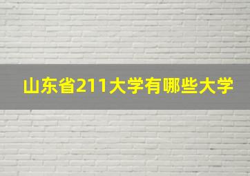 山东省211大学有哪些大学