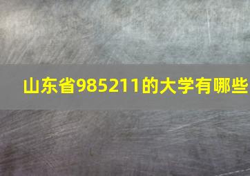 山东省985211的大学有哪些