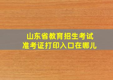 山东省教育招生考试准考证打印入口在哪儿