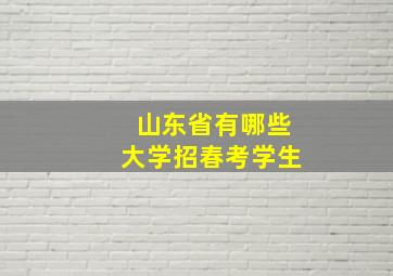 山东省有哪些大学招春考学生