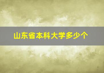 山东省本科大学多少个