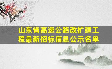 山东省高速公路改扩建工程最新招标信息公示名单