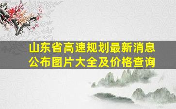 山东省高速规划最新消息公布图片大全及价格查询