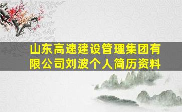 山东高速建设管理集团有限公司刘波个人简历资料