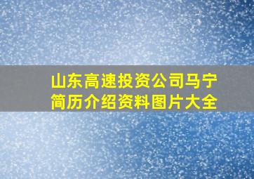 山东高速投资公司马宁简历介绍资料图片大全