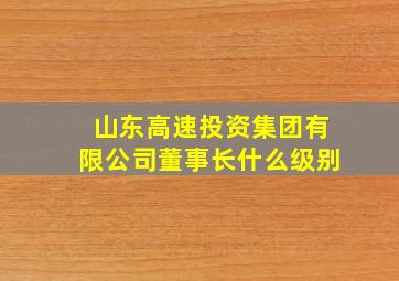 山东高速投资集团有限公司董事长什么级别