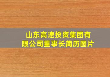 山东高速投资集团有限公司董事长简历图片