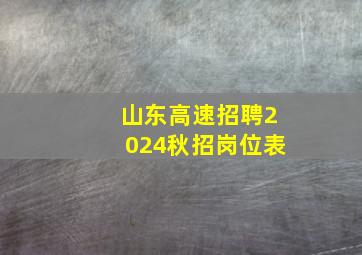 山东高速招聘2024秋招岗位表