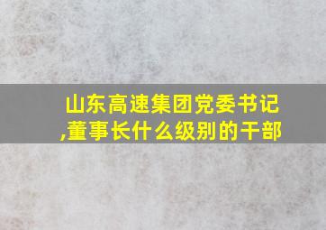 山东高速集团党委书记,董事长什么级别的干部