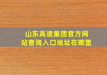 山东高速集团官方网站查询入口地址在哪里