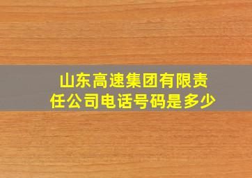 山东高速集团有限责任公司电话号码是多少