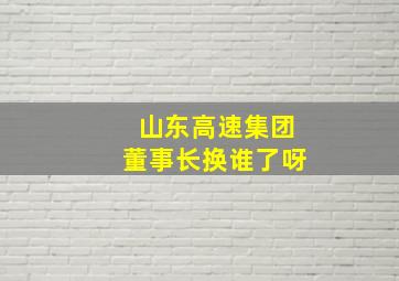 山东高速集团董事长换谁了呀