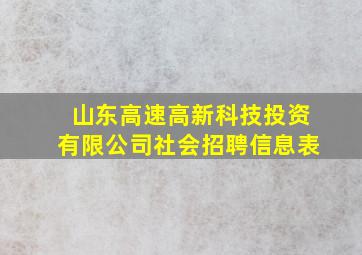 山东高速高新科技投资有限公司社会招聘信息表