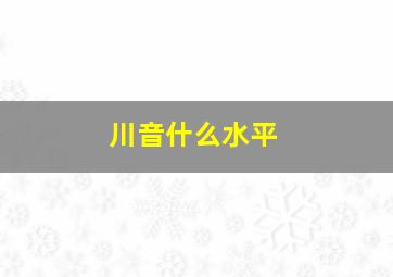 川音什么水平