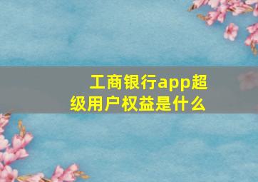 工商银行app超级用户权益是什么