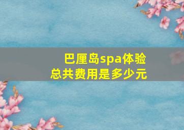 巴厘岛spa体验总共费用是多少元